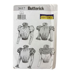 Victorian Edwardian Blouse Sash Ruffles Lace Costume Sewing Pattern Size 18-22